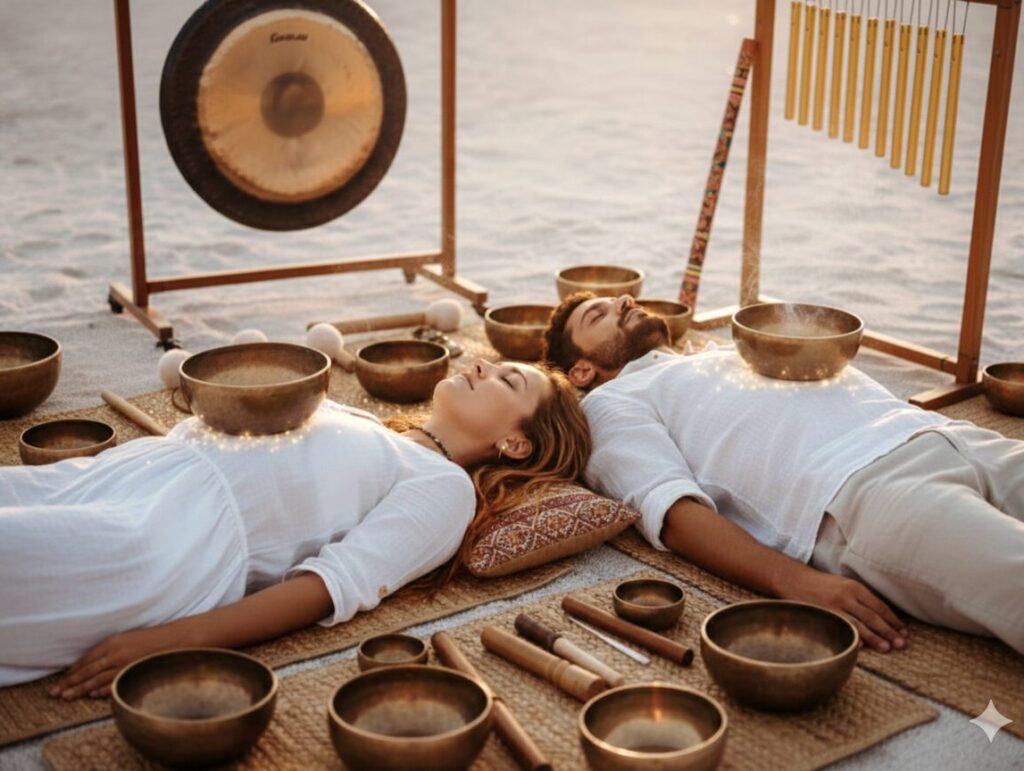 Bain sonore-vibratoire-harmonisant-massage-rituel-sonothérapie-binôme-en couple-Koundal